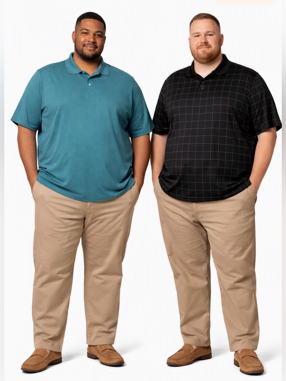Men’s Polo Shirt Bundle in Teal/Black Check Sz XXL/2X